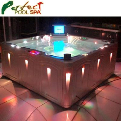 China 2021 modern wirlpool perfect outdoor hot tub spa made in china with LED lighting for sale