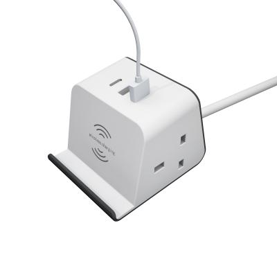 China With C2 Strip Smart Plug UK Standard Power Strip Cube Phone Holder Office Home Office Wireless Type With Extension Cord for sale