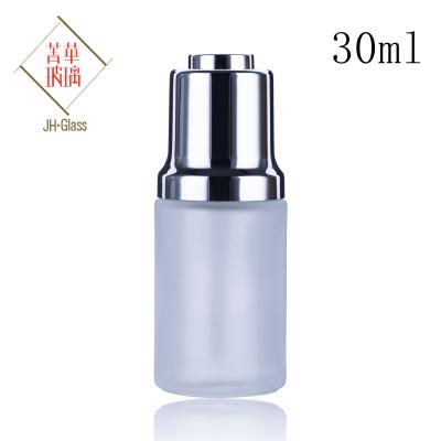 China Wholesale 20ml 30ml 50ml 100ml Luxury High End Silver Cosmetic Skin Care Dropper Glass Bottles For Cosmetics for sale