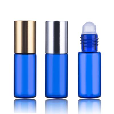 China Personal Care Manufacturer Direct Supply Essential Oil Perfume Roll On Bottle Blue Glass 3/5/10/15/20ml Roll On Bottle With Cap for sale