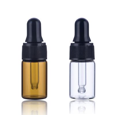 China 3ml 5ml 8ml 10ml 15ml Clear Essential Oil Cosmetic Glass Serum Bottles With Gold Collar Aluminum Dropper And Silicone Bulb for sale