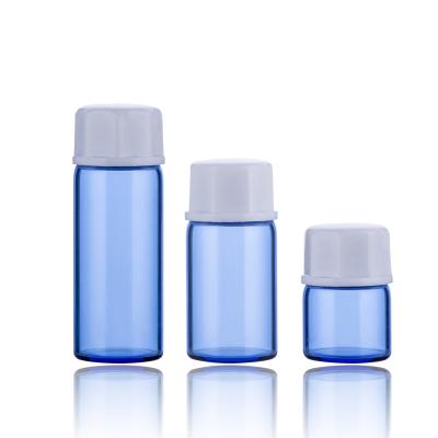 China 5ml 10ml 15ml 20ml Cosmetic Clear Blue Tubular Glass Vials With Screw Cap Wholesale for sale