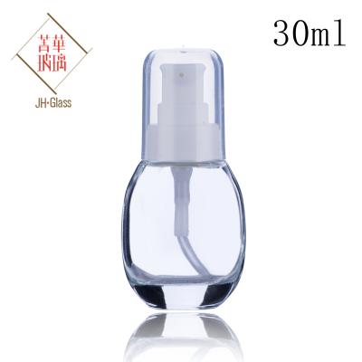 China Hot Sale 30ml Clear Luxurious Base Cosmetic Bottle Clear Essential Oil Bottle Lotion Bottle Cosmetic Bottle for sale