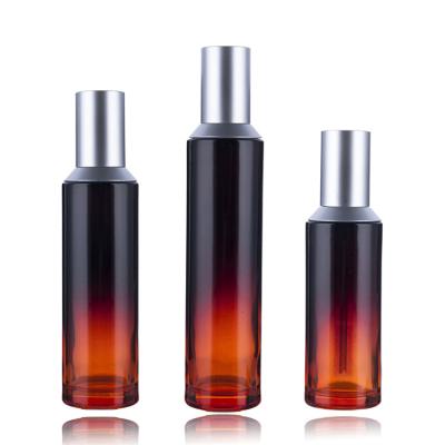 China Luxury Custom Amber Glass Bottle Pump Body Lotion Bottle Gradient Packaging 15ml 30ml 50ml 100ml Personal Care For Skin Care Cosmetic Lotion for sale