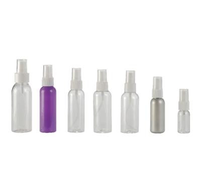 China 10ml 20ml 30ml 50ml 100ml 200ml Mini Round Empty Cosmetic Spray Bottle PET Outdoor Recycled Plastic Mist Spray Bottle for sale