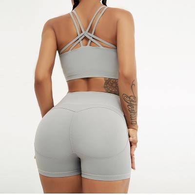 China Beautiful Breathable Cross Back Hip Bra Sports YOGA SHORTS Sports Fitness Suit Suspender Breathable Fishing for sale