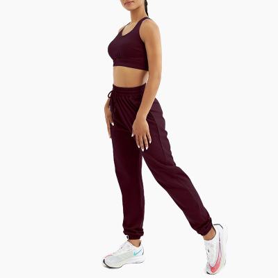 China Breathable 2 Pieces Gym Yoga Sets Loose Sports Fitness Women Sports Running Bra Female Tracksuits Pants Workout Clothing Equipment for sale