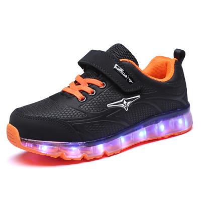 China Usb Fashion Black Cheap White Colors Unisex USB Charging Light High Top Flat LED Shoes For Kids for sale