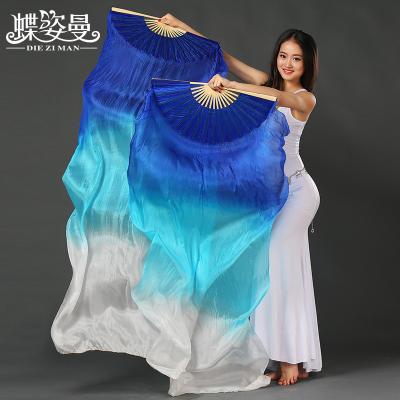 China Silk Fan Veil SZ001 Colorful Dance Silk Professional Belly Fan Performance For Women for sale