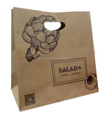 China Disposable Recyclable Fast Food Take Out Paper Bags With Handle for sale