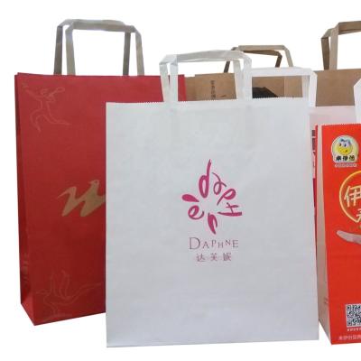 China China Wholesale Recyclable Brown Kraft Paper Bags Printed Logo Paper Deli Carrier Recyclable Shopping Bags With Flat Paper Handles for sale