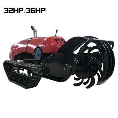 China Agricultural Trencher Tiller Farms Machinery Farm Cultivator 32 HP / 36 HP Remote Control Crawler Type Cultivator for sale