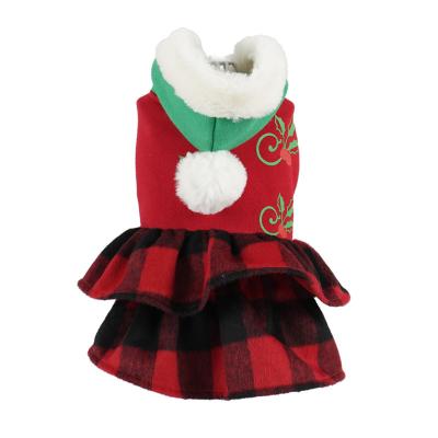 China Sustainable Dog Dress Christmas Bichon Jarre Aero Bull Pet Small Dog Plaid Apparel for sale