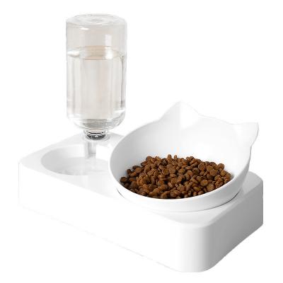 China Sustainable Pet Water Dispenser Feeding Dual Function Cat Bowl Water Dispenser Automatic Water Feeder for sale