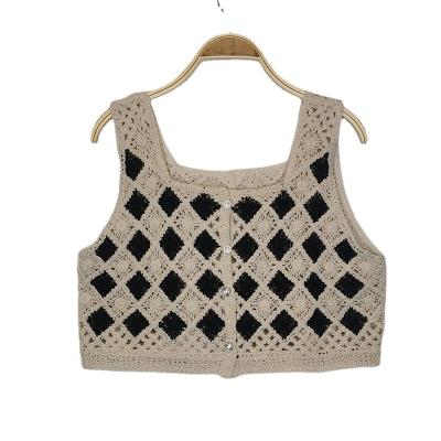 China Breathable Women Hollow Out Crochet Crop Top Embroidery Crochet Vest Floral Boho Sleeveless Vest for sale