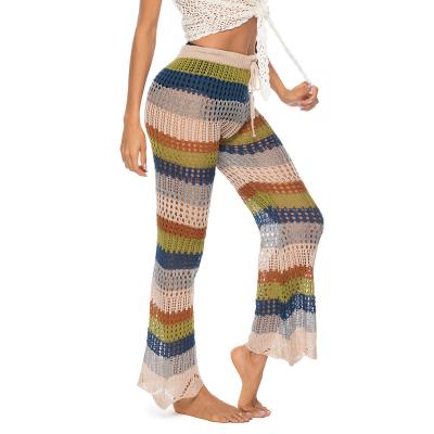 China Crochet Pants Breathable Sexy Beach Wear Conceal Tassels Beachwear Pants For Ladies Crochet Apparel Factory for sale