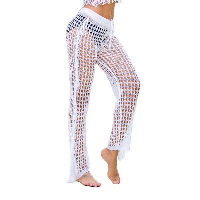 China New style crochet breathable beach wear pants women plus size beach wear cover up pants for women crochet pants for sale