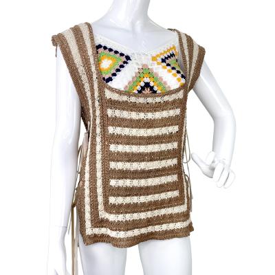 China New Design Anti-wrinkle Short Crochet Vest Autumn Sleeveless Top Brands Designer Crochet Clothing for sale