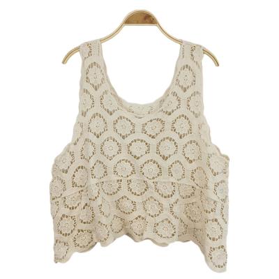 China Anti-pilling style 2022 new summer fashion crochet vintage crochet top camisole top tank top floral pattern women crochet clothing for sale