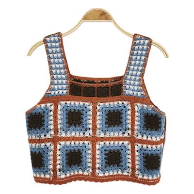 China Anti-pilling 2022 new style vintage camisole tank tops floral pattern women crochet summer fashion retro crochet tops crochet top clothing for sale