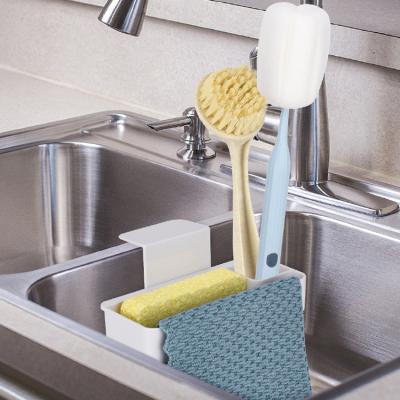 China 2-in-1 Kit 2-in-1 Kitchen Sink Trolley Sponge Soap Organizer Holder Rack Drain Stocked Corner Cleaning Rack For Home for sale