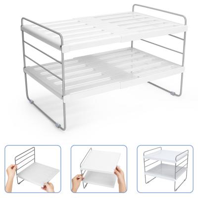 China Durable Coated Steel 9.8 To 15.6 Inches Expandable Adjustable Wrap Box Aluminum Organizer Rack Pantry Organization Storage Shelf For Kitchen for sale