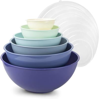 China Contemporary Professional Kitchen Accessories Fruit Salad Plastic Serving Mixing Bowl Sets With Lid for sale