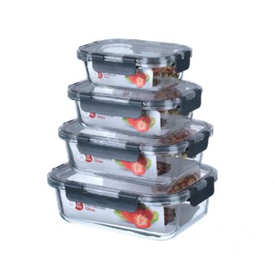 China Traditional Eco Friendly High Quality Leak Proof Square Glass Food Storage Container Set for sale