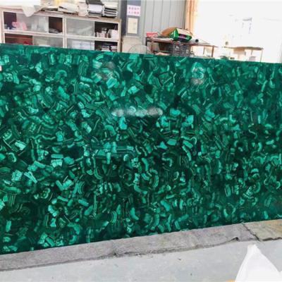 China Chinese Supplier Translucent Stone Green Malachite Graphic Design Slab Natural Semi-precious Tile for sale