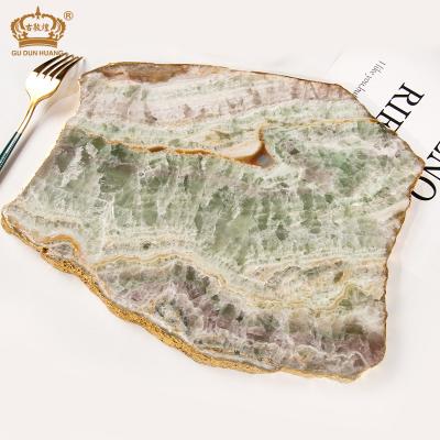 China Single Natural Stone Crystal Coaster Quartz Tray Platter GDW-SJTP9343 for sale