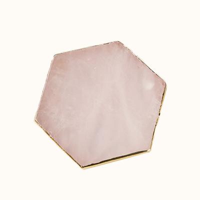 China Europe Rose Quartz Crystal Coasters Cup Sliced ​​Natural Mat Set Of 4 Approx 8-10cm for sale