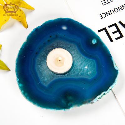 China Wholesale Home Decoration Tea Light Agate Candle Holder Crystal Stone Agate Votive Candlestick for sale