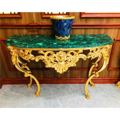 China Luxury Dining Table Top / Gem Furniture Round Light Baroque Malachite Countertops for sale