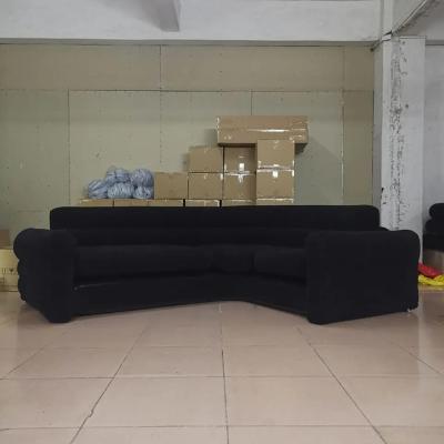 China Factory Custom Fashion Furniture Black PVC+ Flocking Inflatable Sofa for sale