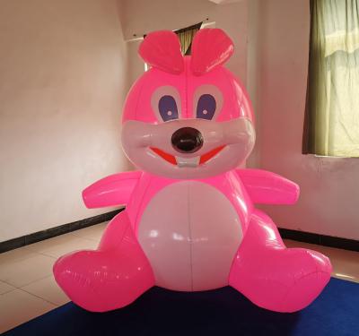 China Beile Hot Sell Giant PVC Cartoon Inflatable Pink Rabbit For Promotion Advertising for sale