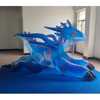 China Beile hot selling inflatable cartoon PVC transparent blue dragon toy for recreation for sale