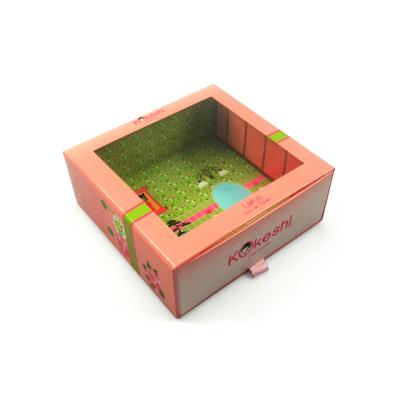 China Recycled Eco Friendly Materials Cardboard Full Color Printing Toy Packaging Sliding Box With Clear Window for sale