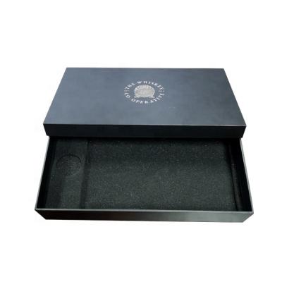 China Recycled High Quality Black Matte Gift Box Packaging Materials Cardboard Custom Logo With Foam Insert for sale