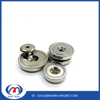 China Neodymium magnet assembly POT/Cab/holding/Mount magnets with holes/screws for sale