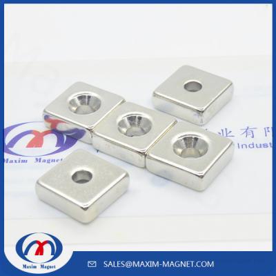 China NdFeB small block magnets with countersunk hole for sale