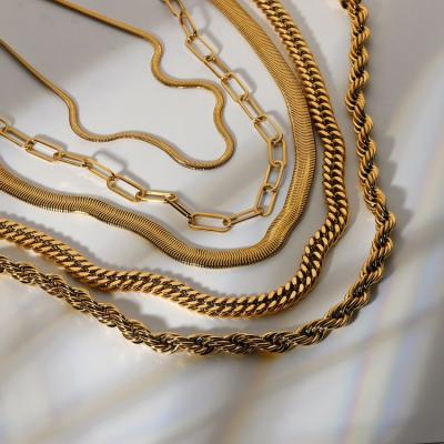 China 2022 FASHIONABLE Chunky Twisted Miani Cuban Chain Chocker 18K Gold PVD Plated Stainless Steel Necklace Snake Rope Chain For Women Men Noise for sale