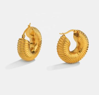 China 2022 Hollow Shell Punk Snail News Stylish 18K Gold Statement Titanium Steel Chunky Earrings 18K Gold Plated Stainless Steel Hoop Earrings for sale