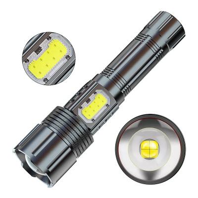 China Zoom Upgrade Telescopic Types P50 1000 Lumens Super Bright Powerful 18650 Water Proof Flashlight Aluminum USB Flashlight Output With Side Light for sale