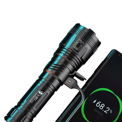 China Super 1000m Portable Zoomable Zoomable USB Range LED Waterproof Instant Light Flashlight Telescopic Zoomable For Hikers for sale