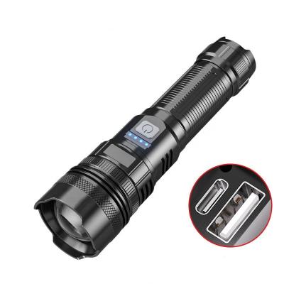 China Telescopic Zoom 2000 Lumen Super Bright Waterproof Aluminum USB Charging LED Flashlight Rechargeable Flashlights For Outdoor for sale