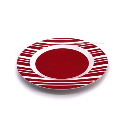 China Viable Custom Design High Quality 100% Stripe Food Grade Melamine Plates Custom Made for sale