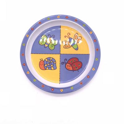 China Factory Price Eco Friendly Custom Printing Melamine Plastic Children Plates for sale