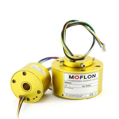 China Aluminum Alloy Moflon Electrical Rotary Joints Through Slip Ring Rotating Electrical Connector Through Hole Bored Slip Ring With 1-500 Wires 2A for sale