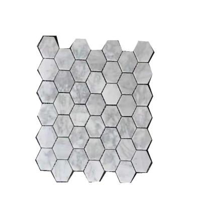 China Parquet Marble Stone Mosaic For Wall Decoration Mosaic Carrara Marble White Natural Stone Slab for sale