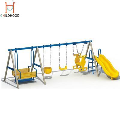 China Outdoor Outdoor Playground Kids Swings And Plastic Slides Swings Sets for sale